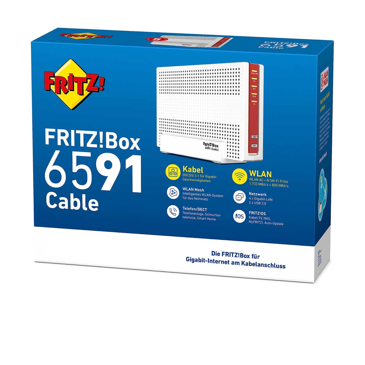 AVM FRITZ!Box 6591 Cable WLAN AC+N (DOCSIS 3.1, Dual-WLAN 1.733 + 800 Mbit/s, MU-MIMO, VoIP)