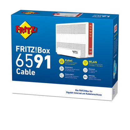 AVM FRITZ!Box 6591 Cable WLAN AC+N (DOCSIS 3.1, Dual-WLAN 1.733 + 800 Mbit/s, MU-MIMO, VoIP)